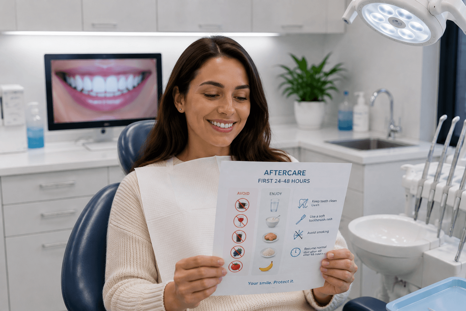 Professional Teeth Whitening aftercare guidance for protecting a brighter smile