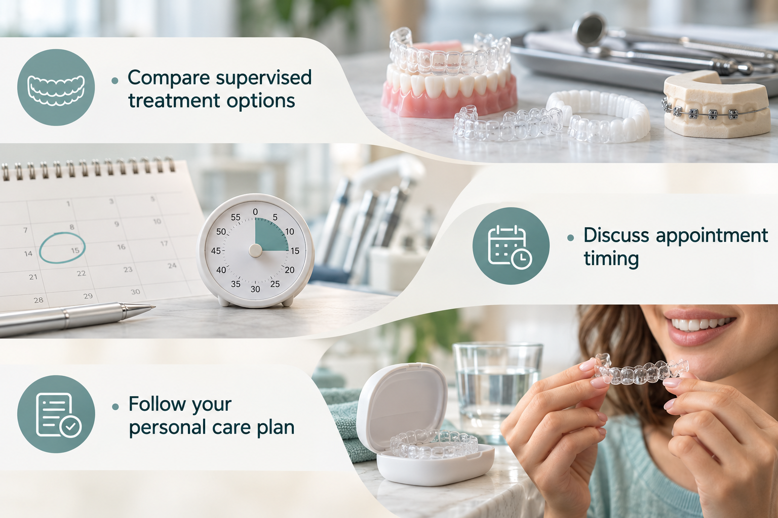 Treatment Options and What to Expect: Compare supervised treatment options; Discuss appointment timing; Follow your personal care plan