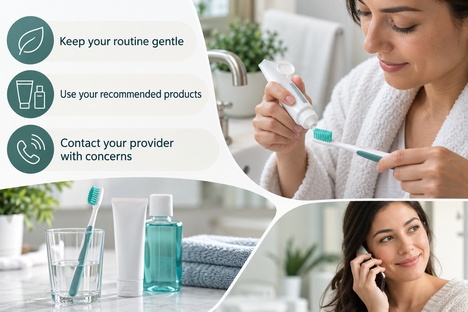 Aftercare: The First 24 to 48 Hours: Keep your routine gentle; Use your recommended products; Contact your provider with concerns